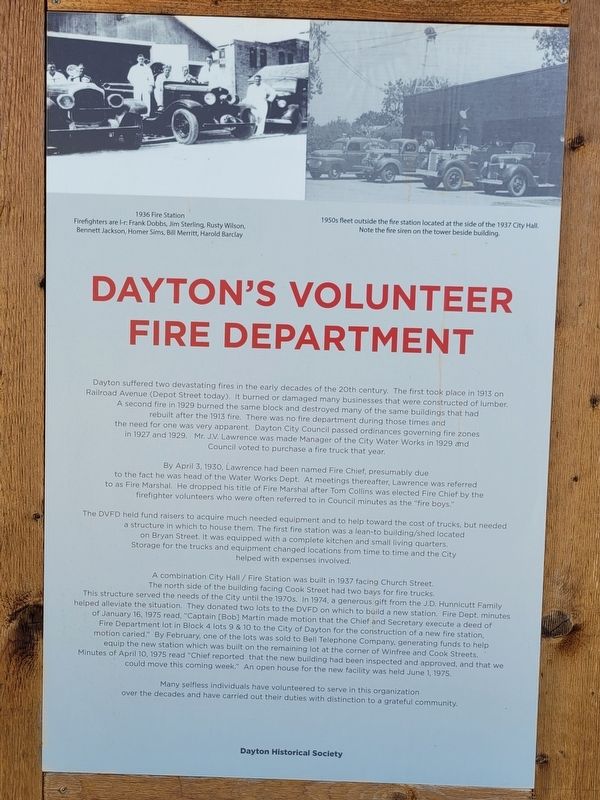 Dayton's Volunteer Fire Department Marker image. Click for full size.