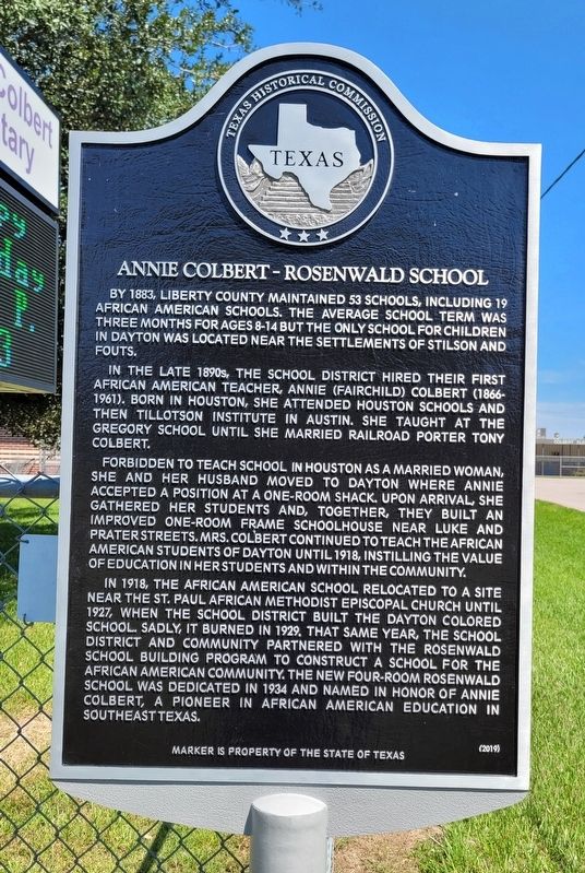 Annie Colbert - Rosenwald School Marker image. Click for full size.