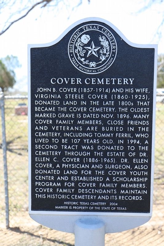 Cover Cemetery Marker image. Click for full size.