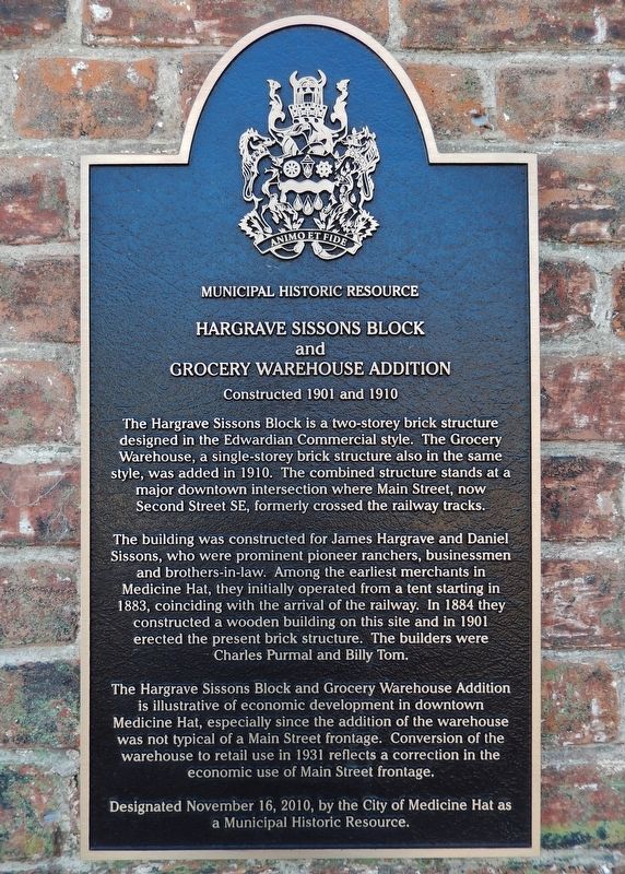 Hargrave Sissons Block and Grocery Warehouse Addition Marker image. Click for full size.