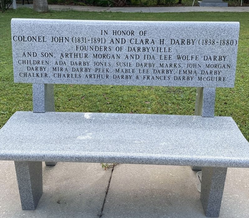 Colonel John and Clara H. Darby Bench image. Click for full size.
