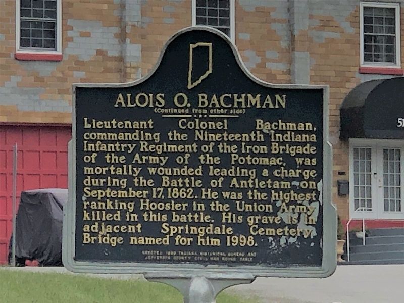 Alois O. Bachman Marker (side B). Click for full size. Alois O. Bachman Marker (side B) image. Click for full size.