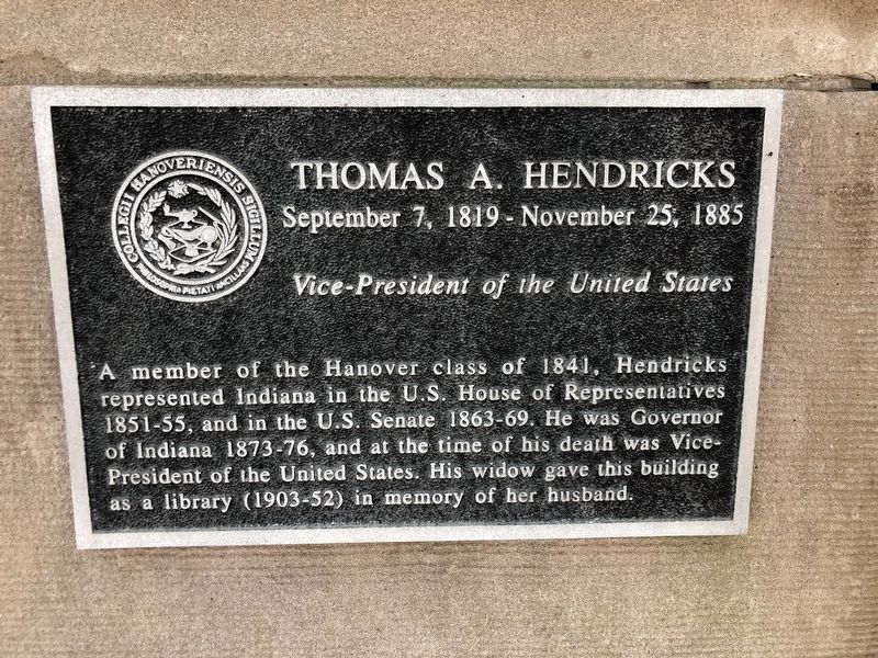 Thomas A. Hendricks Marker image. Click for full size.