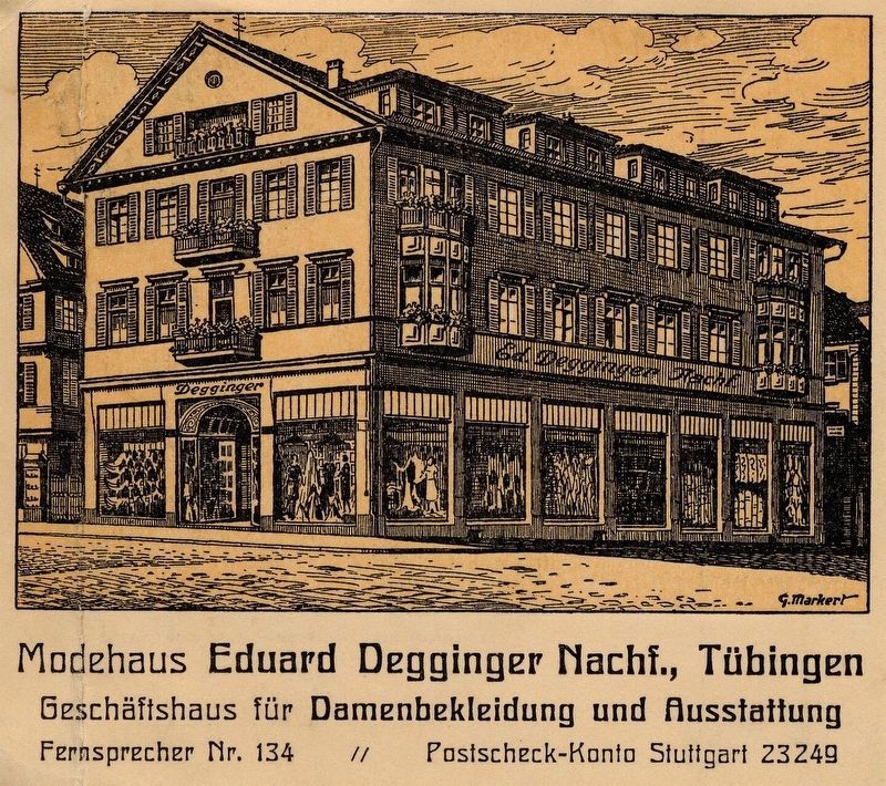 Marker inset: <i>Clothing store Eduard Degginger Nachfolger...in the 1920s.</i> image. Click for full size.