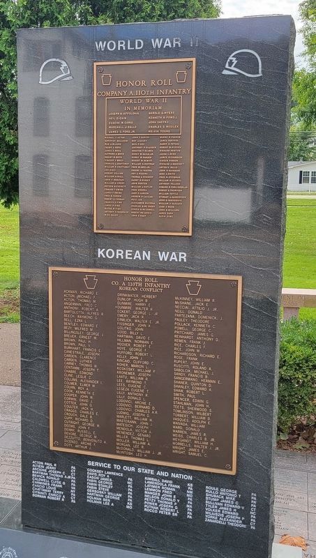 Company A, 110th Infantry Honor Roll. Click for full size. Company A, 110th Infantry Honor Roll image. Click for full size.