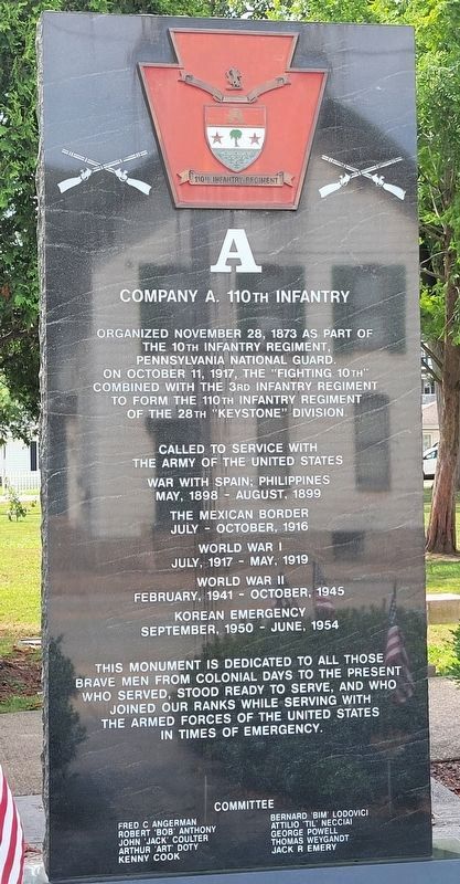 Company A, 110th Infantry Regiment Memorial image. Click for full size.