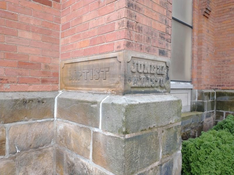 First Baptist Church Cornerstone image. Click for full size.