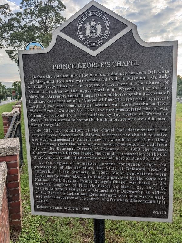 Prince George's Chapel Marker image. Click for full size.