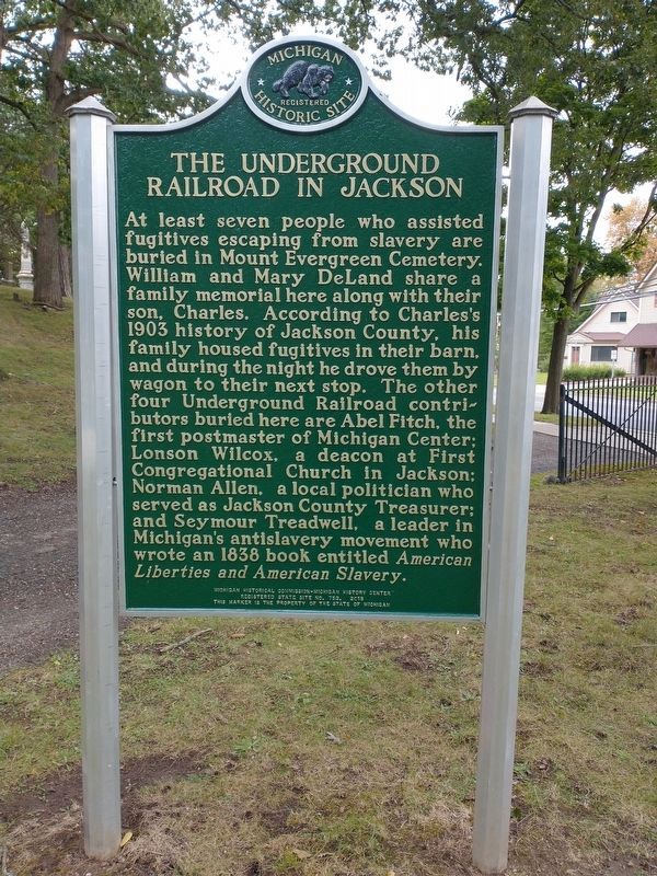 The Underground Railroad In Jackson side of the marker. Click for full size. The Underground Railroad In Jackson side of the marker image. Click for full size.