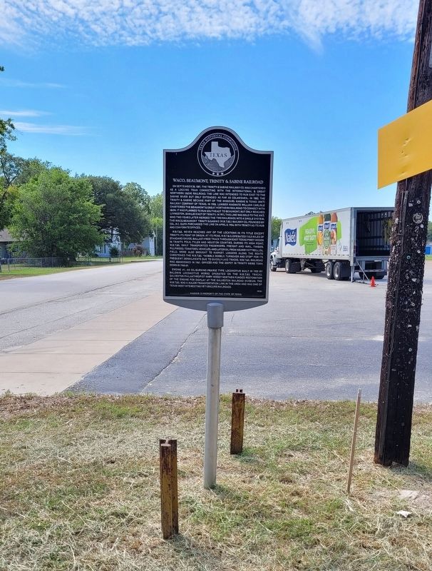 Waco, Beaumont, Trinity & Sabine Railroad Marker image. Click for full size.