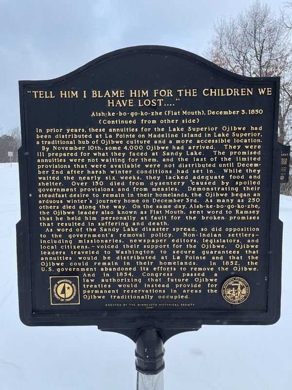 "Tell him I blame him for the children we have lost...." Marker. Click for full size. "Tell him I blame him for the children we have lost...." Marker image. Click for full size.