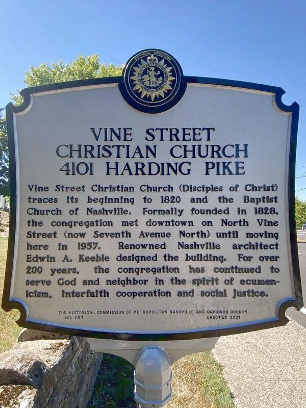 Vine Street Christian Church Marker image. Click for full size.