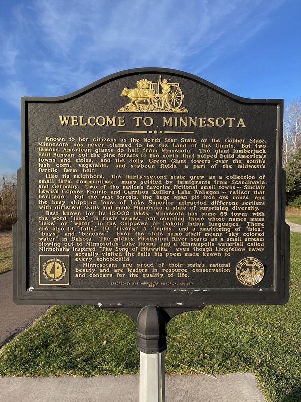 Minnesota's Northern Border / Welcome to Minnesota Marker image. Click for full size.