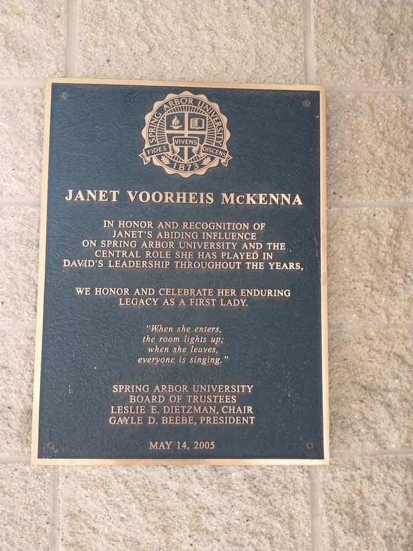 Janet Voorheis McKeena Dedication image. Click for full size.