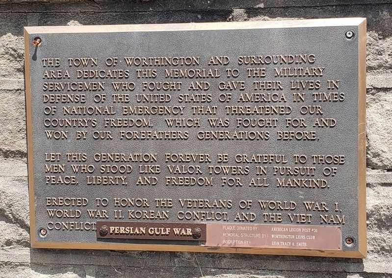 Veterans Memorial Additional Plaque image. Click for full size.