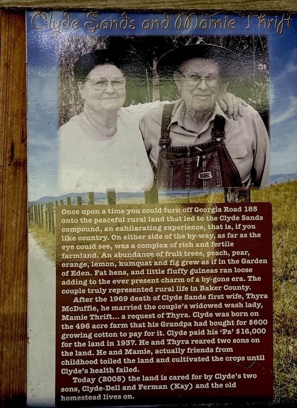 Clyde Sands and Mamie Thrift Marker. Click for full size. Clyde Sands and Mamie Thrift Marker image. Click for full size.