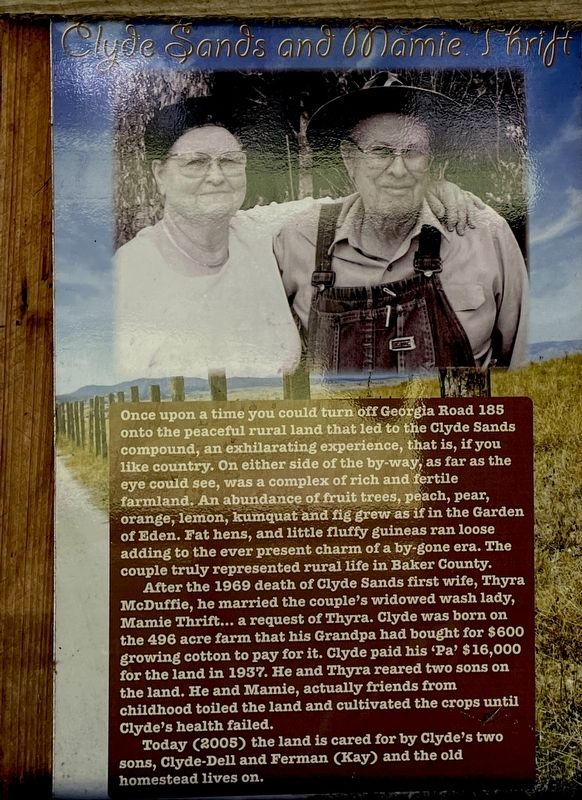 Clyde Sands and Mamie Thrift Marker image. Click for full size.