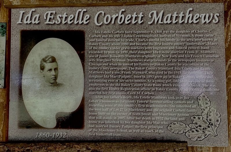 Ida Estelle Corbett Mathews Marker image. Click for full size.