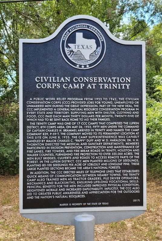 Civilian Conservation Corps Camp at Trinity Marker image. Click for full size.