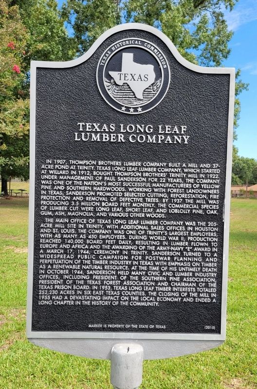 Texas Long Leaf Lumber Company Marker image. Click for full size.