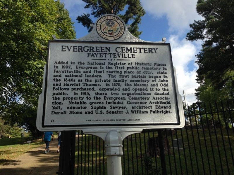 Evergreen Cemetery Marker. Click for full size. Evergreen Cemetery Marker image. Click for full size.