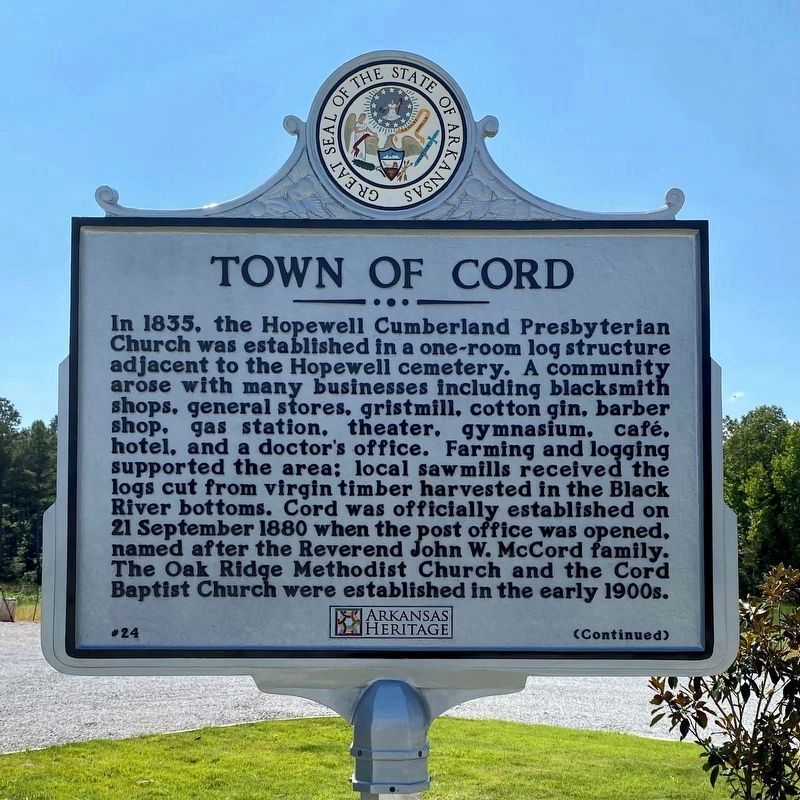 Town of Cord marker image. Click for full size.
