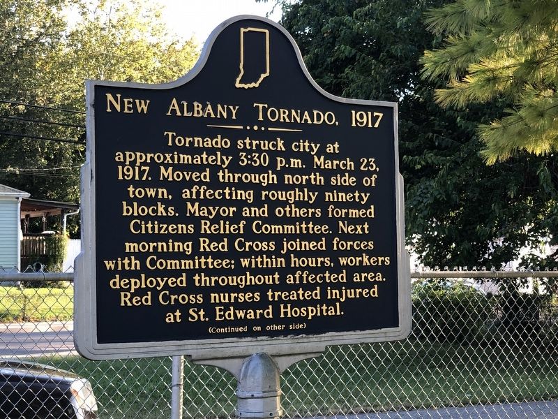 New Albany Tornado, 1917 Marker (side A) image. Click for full size.