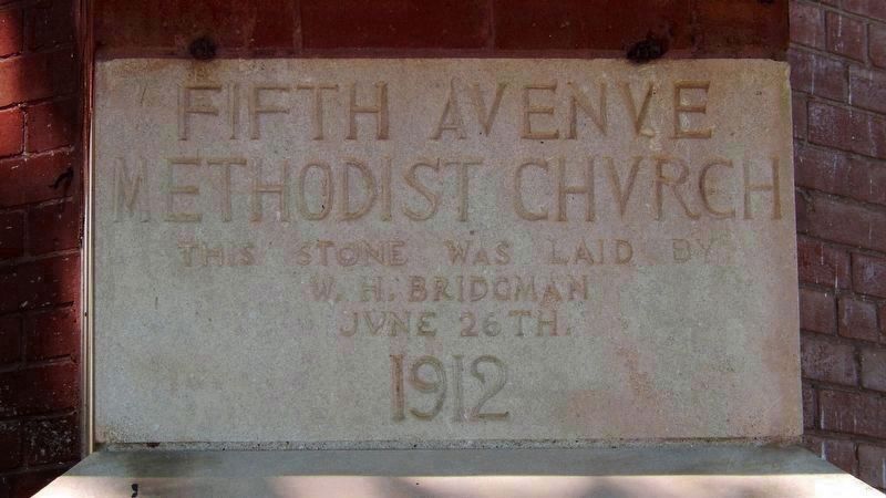 Fifth Avenue Memorial United Church Cornerstone image. Click for full size.