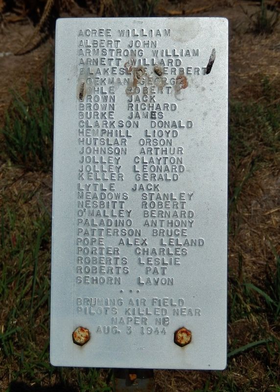 Bruning Air Field Pilots Killed near Naper, Nebraska Marker image. Click for full size.