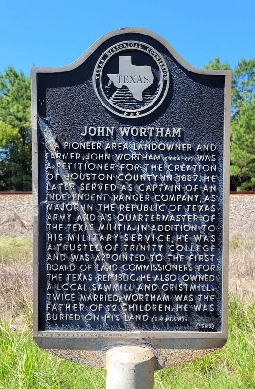 John Wortham Marker image. Click for full size.