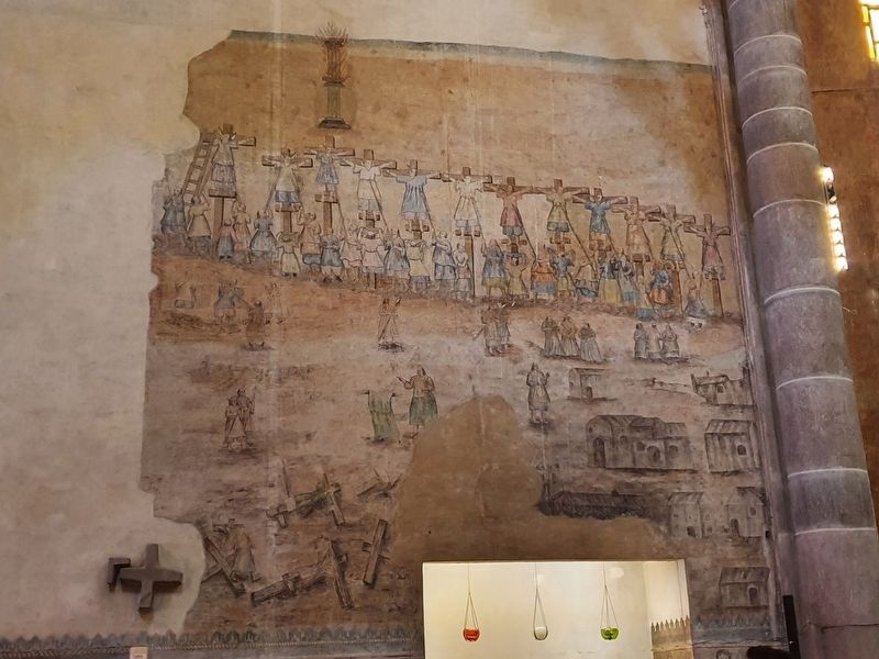 A portion of the Cathedral of Cuernavaca murals on Saint Felipe de Jess image. Click for full size.