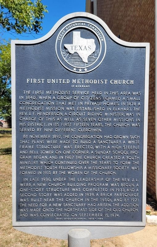 First United Methodist Church Of Elkhart Marker image. Click for full size.