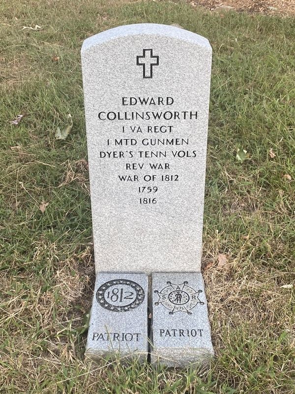 Edward Collinsworth gravesite and headstone image. Click for full size.