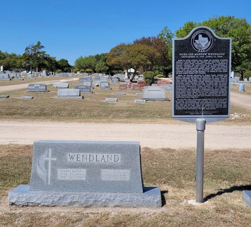The Nora Lee Mayhew Wendland Marker and Gravestone image. Click for full size.