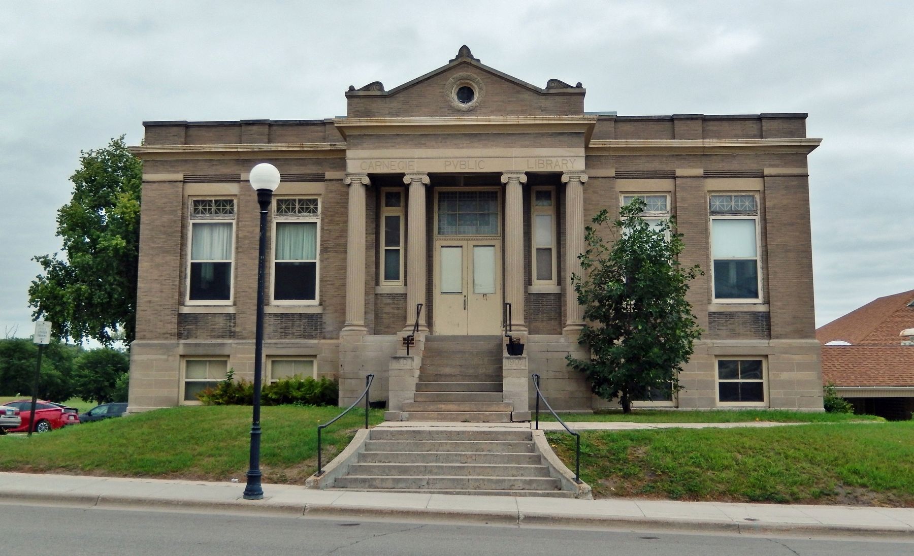 Crookston Carnegie Library (<i>west/front elevation</i>). Click for full size. Crookston Carnegie Library (<i>west/front elevation</i>) image. Click for full size.