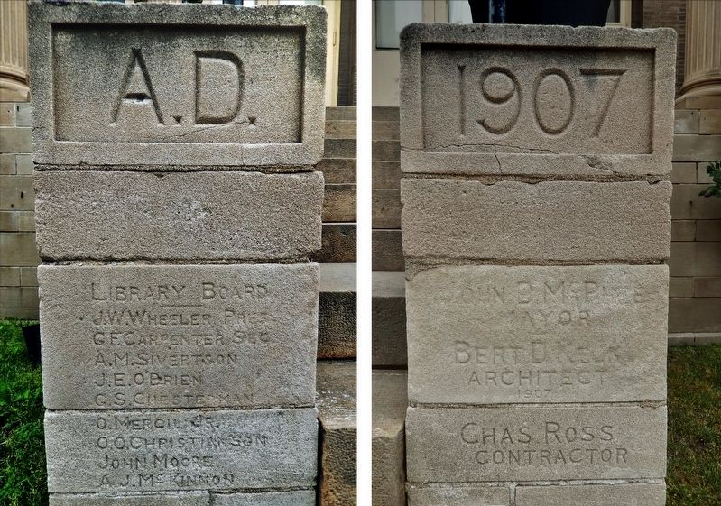 Crookston Carnegie Library Cornerstone. Click for full size. Crookston Carnegie Library Cornerstone image. Click for full size.