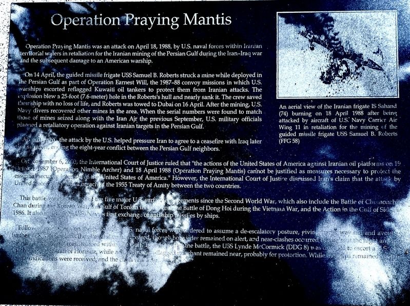 Operation Praying Mantis Marker image. Click for full size.