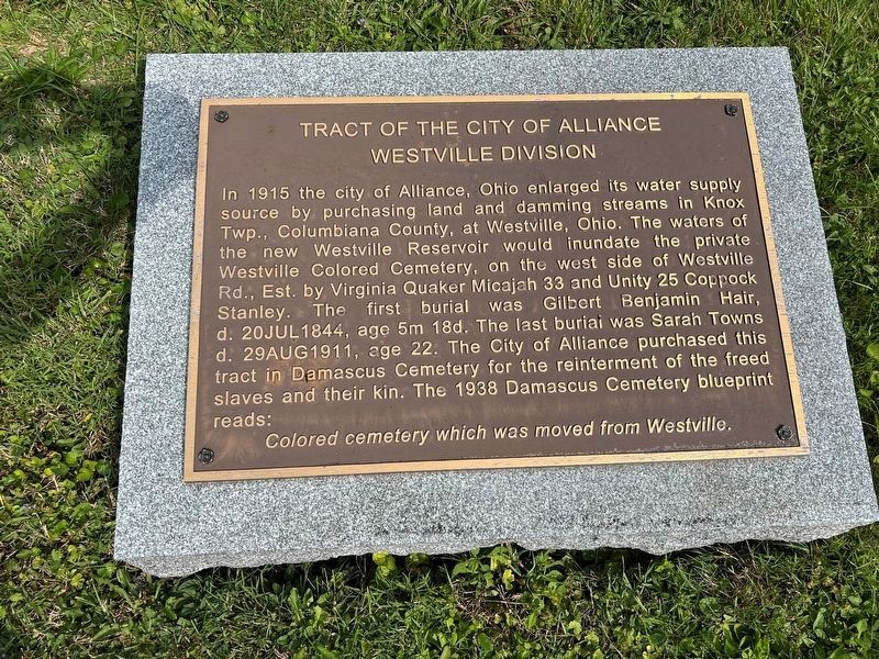 Tract of the City of Alliance Marker image. Click for full size.