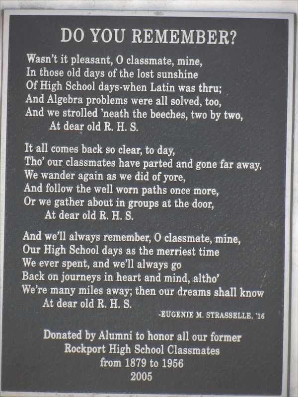 Ode to Rockport High School. Click for full size. Ode to Rockport High School image. Click for full size.