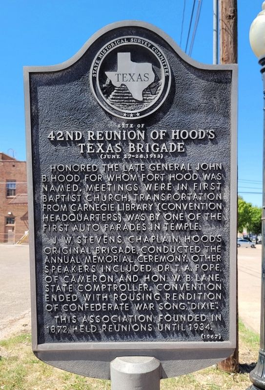 Site of 42nd Reunion of Hood's Texas Brigade Marker image. Click for full size.