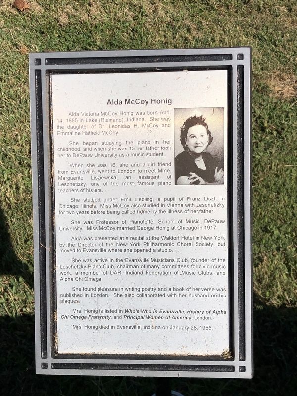 Alda McCoy Honig Marker. Click for full size. Alda McCoy Honig Marker image. Click for full size.