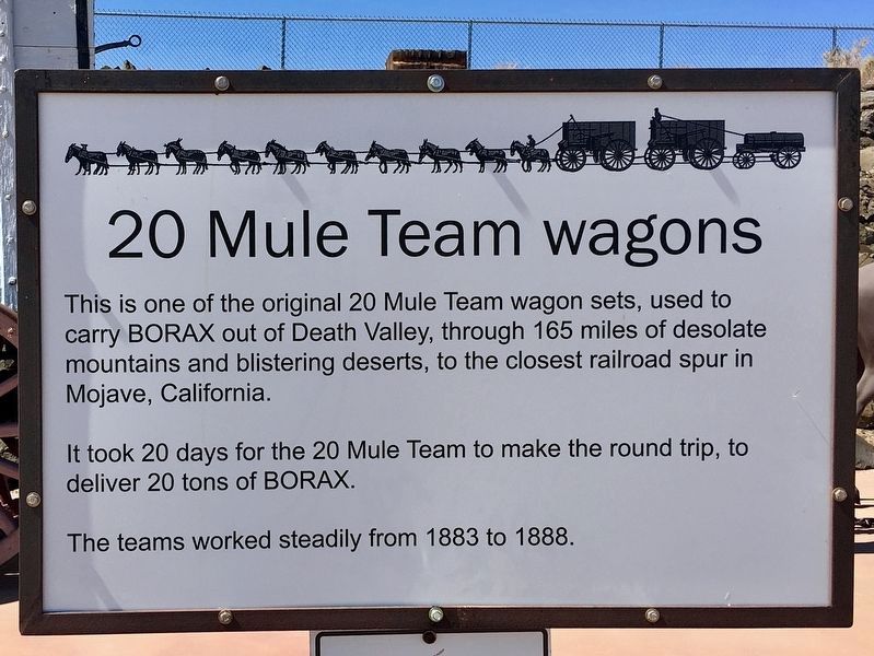 Twenty Mule Team Marker. Click for full size. Twenty Mule Team Marker image. Click for full size.
