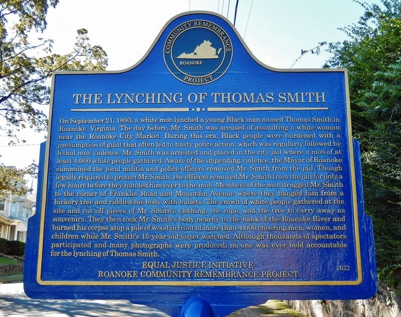 The Lynching of Thomas Smith<br>(<i>north side of marker</i>) image. Click for full size.