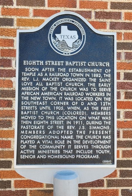 Eighth Street Baptist Church Marker. Click for full size. Eighth Street Baptist Church Marker image. Click for full size.