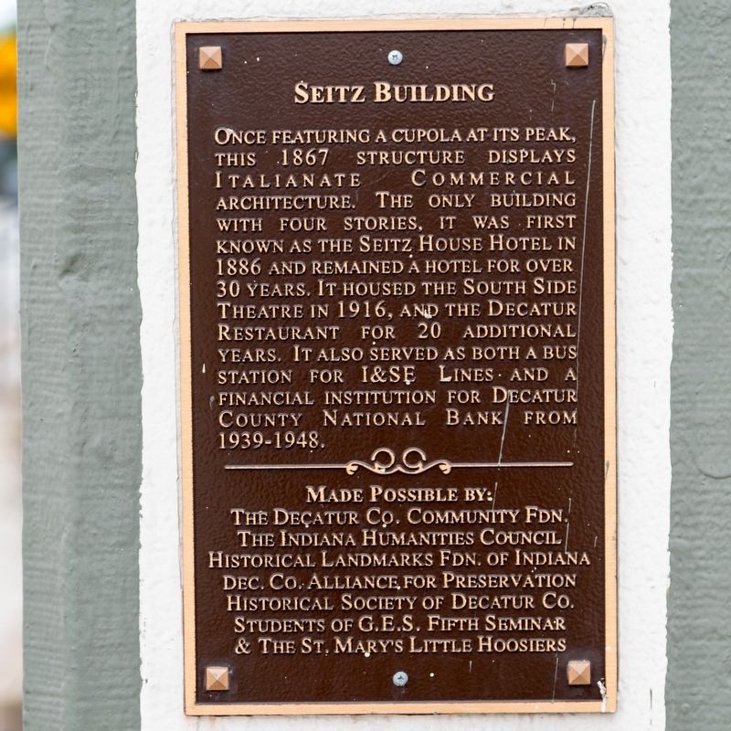 Seitz Building Marker. Click for full size. Seitz Building Marker image. Click for full size.