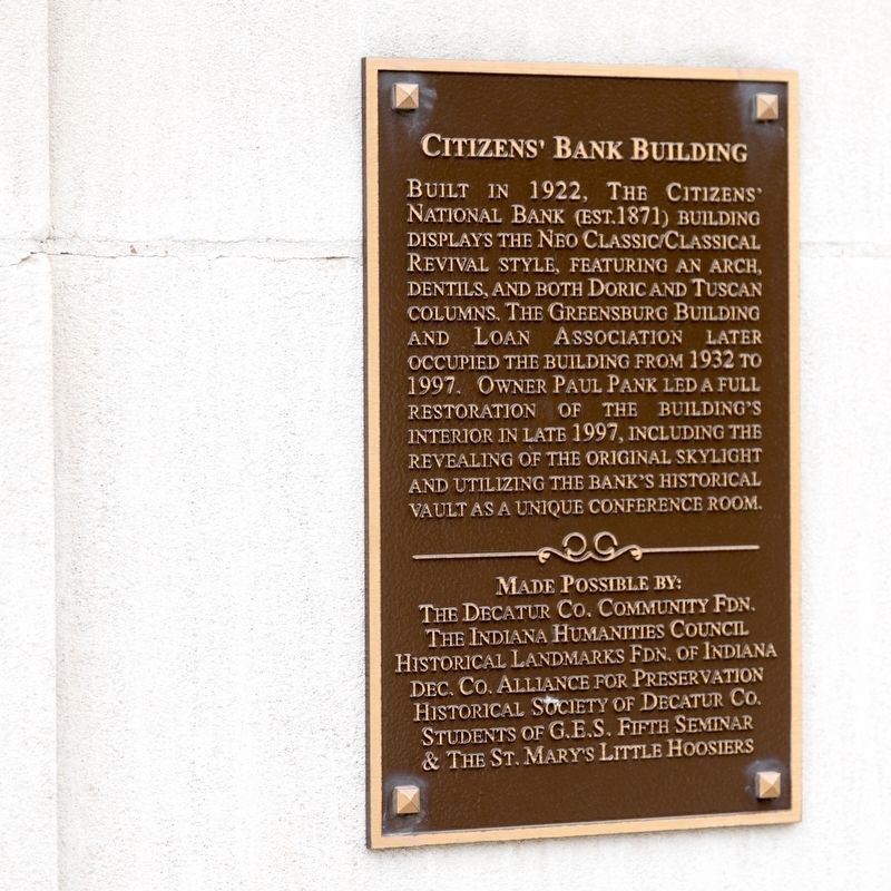 Citizens Bank Building Marker image. Click for full size.