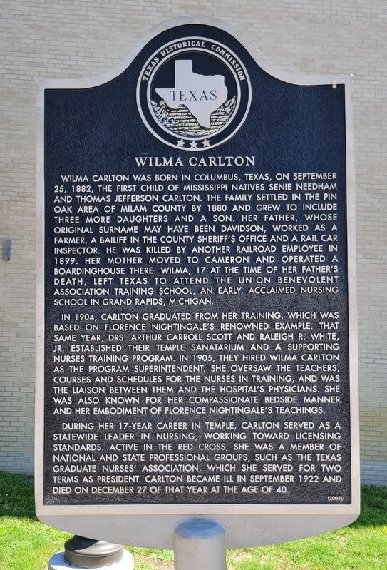 Wilma Carlton Marker. Click for full size. Wilma Carlton Marker image. Click for full size.