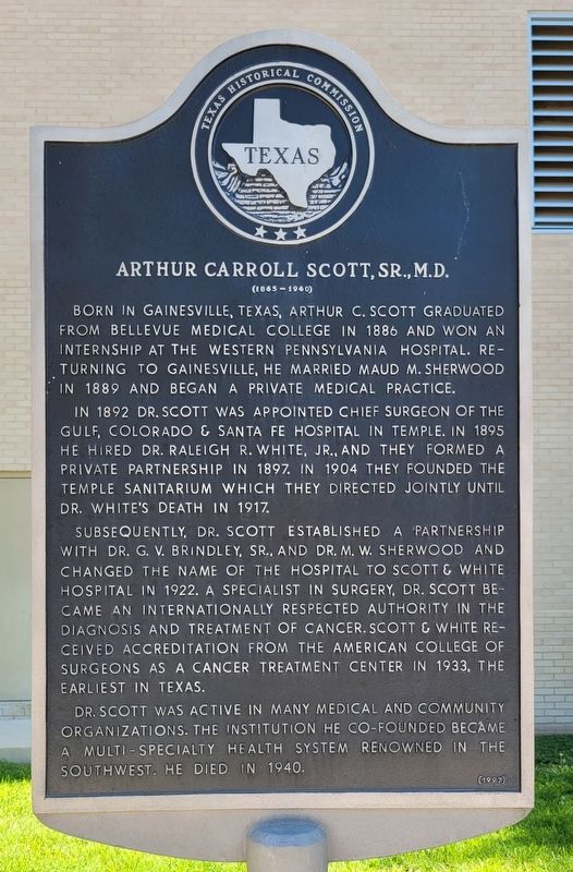 Arthur Carroll Scott, Sr., M.D. Marker. Click for full size. Arthur Carroll Scott, Sr., M.D. Marker image. Click for full size.