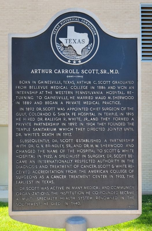 Arthur Carroll Scott, Sr., M.D. Marker image. Click for full size.