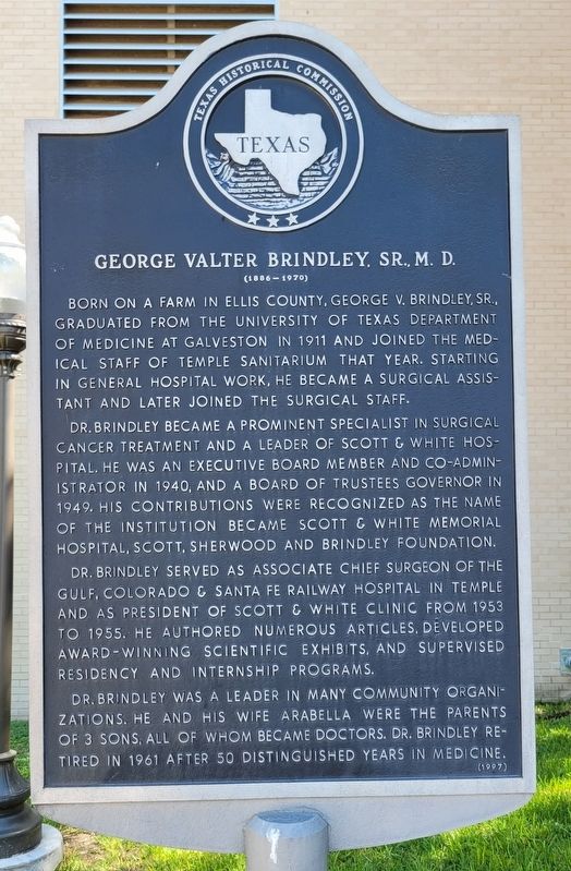 George Valter Brindley, Sr., M.D. Marker. Click for full size. George Valter Brindley, Sr., M.D. Marker image. Click for full size.